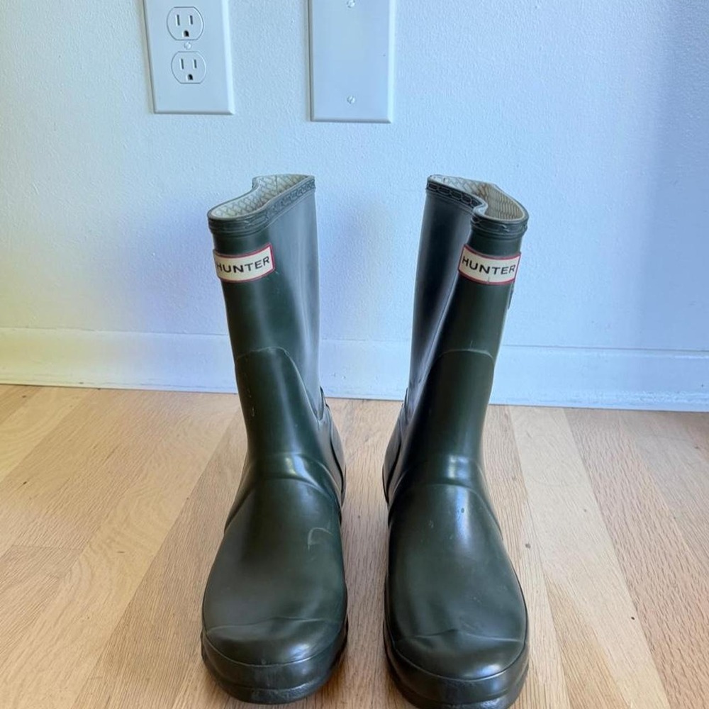 Hunter Rain Mid Calf Boots in Green